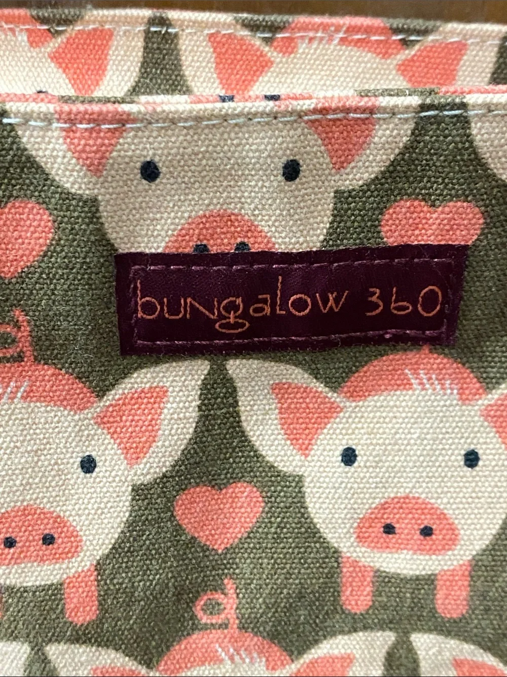 Bungalow 360 Pink & Olive Piglet Canvas Mini Tote